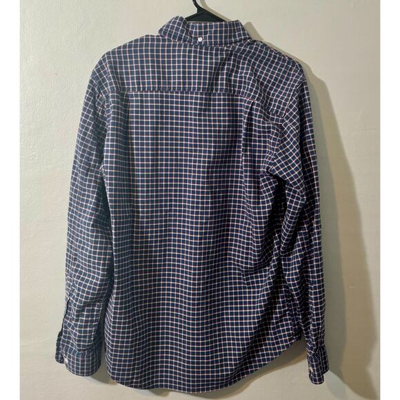 L.L. Bean Men’s Button Down Shirt Medium Blue Red Check CoolMax Blend - Picture 2 of 4